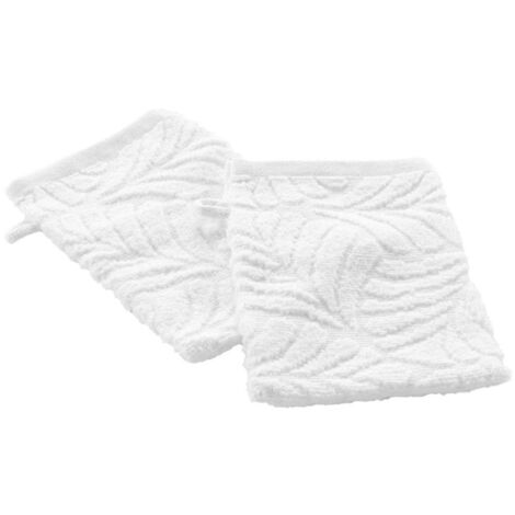 Lot de 2 Gants de Toilette "Madeira" 15x21cm Blanc (1/4)