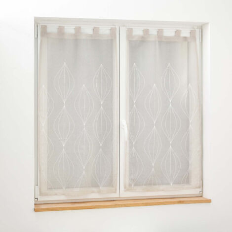 Paire de Voilages Brodés "Galactee" 60x90cm Taupe (1/4)