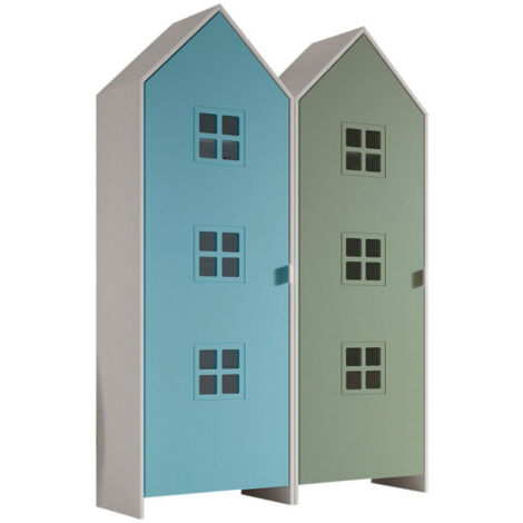 Pack - 2 Armoires Enfant "Casami Bruges" 171cm Bleu & Vert (1/3)