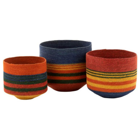 Lot de 3 Paniers Déco "African Desire" 30cm Multicolore (1/4)