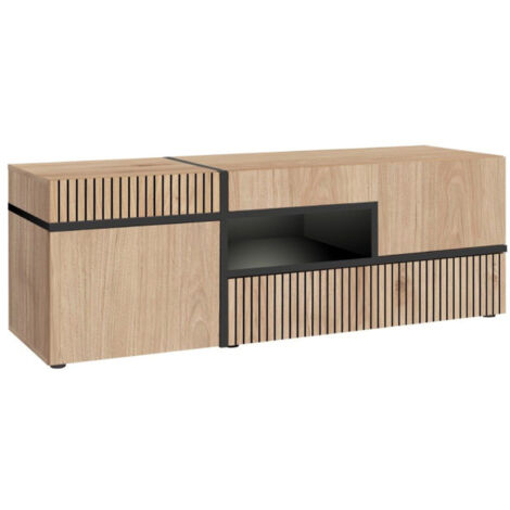 Meuble TV Design LED "Cross" 150cm Naturel (1/4)