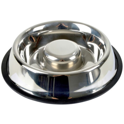 Gamelle Anti-Glouton Chien & Chat "Inox" 25cm Argent (1/2)