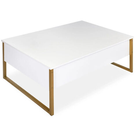 Table Basse Design "Valentin" 90cm Blanc & Or (1/5)