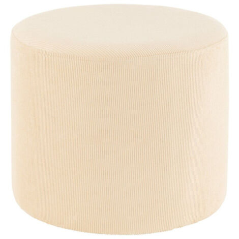 Pouf Déco en Velours "Lignes" 43cm Crème (1/3)