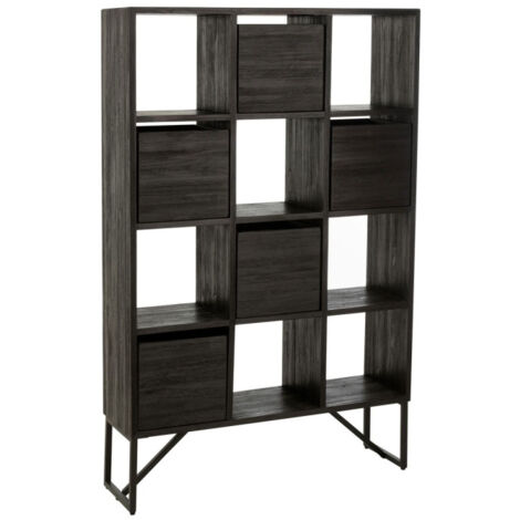Étagère Avec Tiroirs en Bois "Teck" 158cm Noir (1/5)