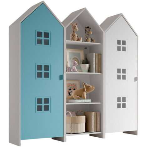 Pack - Étagère & 2 Armoires "Casami Bruges" 171cm Bleu & Blanc (1/2)