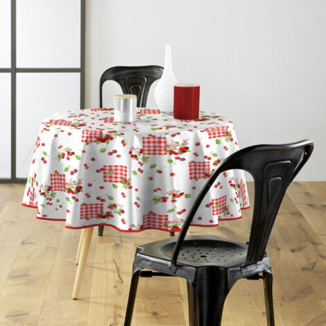 Nappe Toile Cirée Ronde "Cerise" 160cm Rouge (1/2)