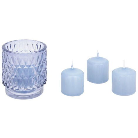 Coffret Photophore & 4 Bougies "Oudy" 8cm Violet (1/4)
