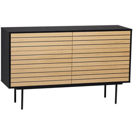 Commode Design "Stripe 6D" 140cm Chêne & Noir (1/5)
