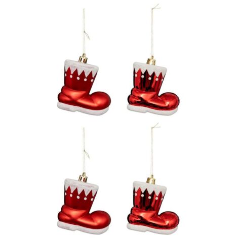 Paris Prix - Lot De 4 Sujets De Noël botte Lutin 8cm Rouge (1/4)