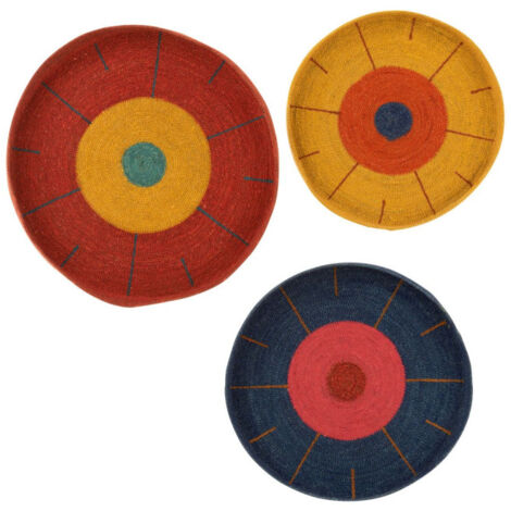 Lot de 3 Plateaux Déco "African" 50cm Multicolore (1/5)