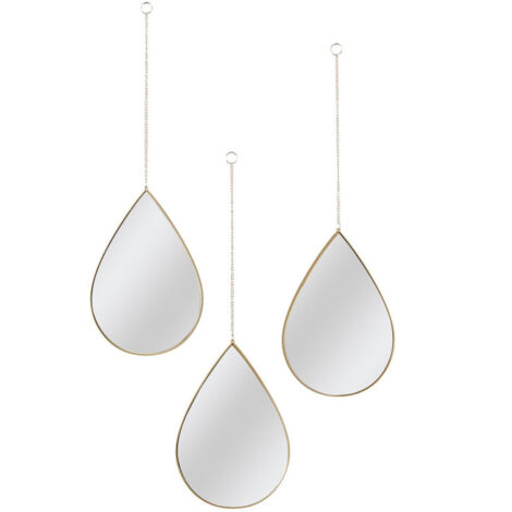 Lot de 3 Miroirs Déco "Goutte" 27cm Or (1/5)