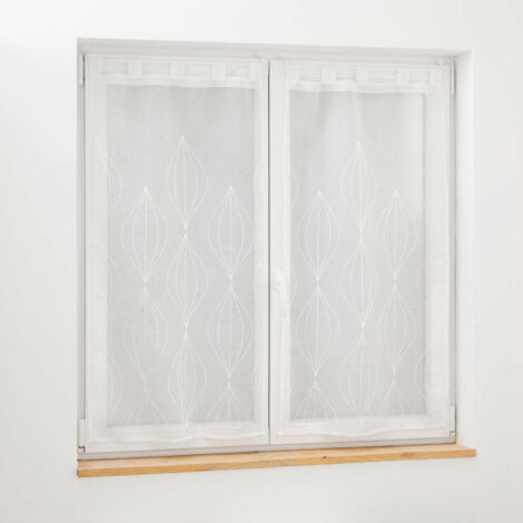 Paire de Voilages Brodés "Galactee" 60x90cm Blanc (1/3)