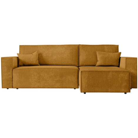 Canapé d'Angle Convertible Velours "Mollie" 269cm Jaune (1/5)