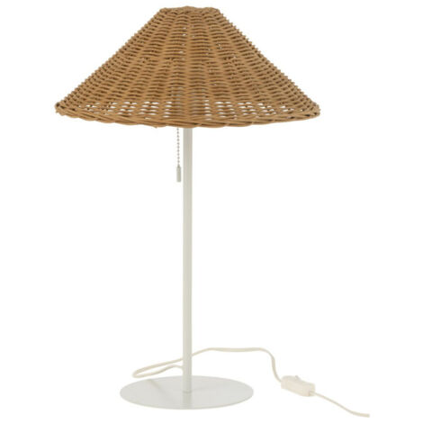 Lampe à Poser en Rotin "Preston" 50cm Naturel & Blanc (1/5)