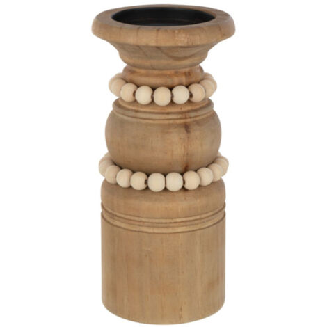 Bougeoir Déco en Pin "Pila" 23cm Naturel (1/5)