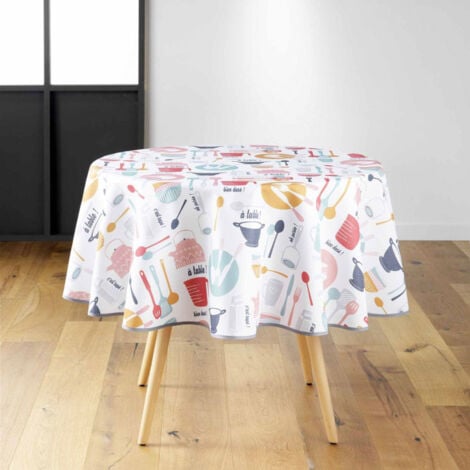 FANSU 3D Nappe Ronde Toile Cirée, Nappe Anti Tache Imperméable