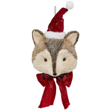 Paris Prix - Décoration Murale De Noël renard 49cm Rouge