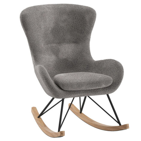 Fauteuil à Bascule Bouclette "Rocky" 101cm Anthracite (1/3)