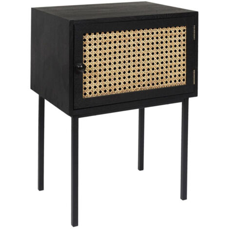 Table de Chevet en Bois 1 Porte "Bessie" 55cm Noir (1/5)