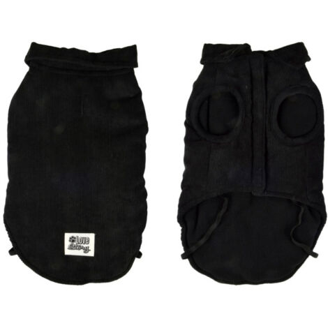 Manteau Pour Chien "Velours Côtelé" 30cm Noir (1/5)