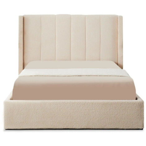 Lit Coffre Design Bouclette Songa 140x190cm Beige – Neuf – Paris Prix
