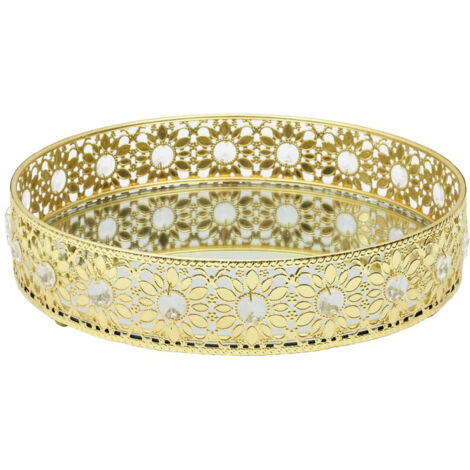 Plateau de Service Déco "Miroir" 25cm Doré (1/2)