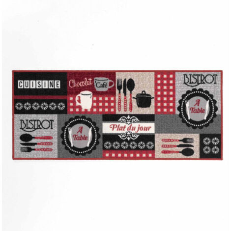 Tapis de Cuisine "Digital Menu" 50x120cm Rouge