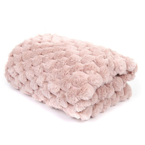 Plaid Imitation Fourrure Uni "Opulence" 120x150cm Rose (1/5)