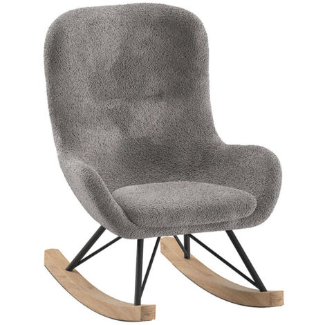 Fauteuil à Bascule Bouclette "Rocky" 68cm Anthracite (1/2)
