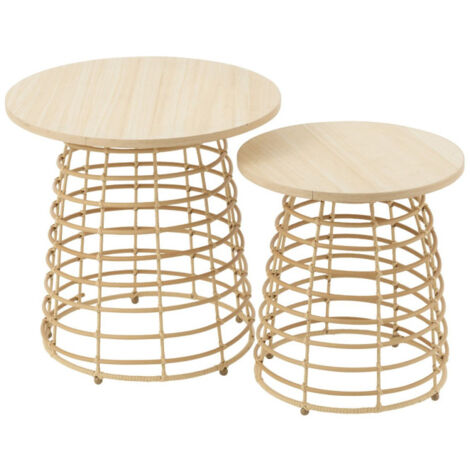 Lot de 2 Tables Basses "Circulaire" 50cm Naturel (1/5)