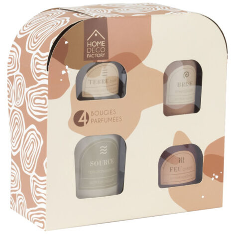 Coffret 4 Bougies Parfumées "Éléments" 8cm Beige (1/5)