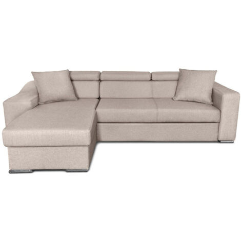 Canapé d'Angle Réversible Convertible Niche à Gauche "Bobi" 264cm Beige (1/5)