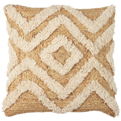 Coussin Déco en Jute "Tufté" 40x40cm Beige & Naturel