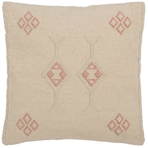 Coussin Design "Diamants" 45x45cm Crème & Rose (1/4)