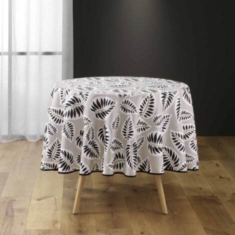 Nappe Antitache Ronde Imprimé "Alma" 180cm Noir (1/4)