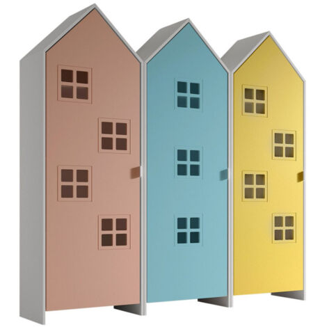 Pack - 3 Armoires Enfant "Casami Bruges" 171cm Rose, Bleu & Jaune