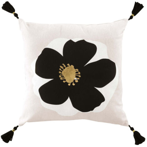 Coussin Déco Pompons "Issey" 45x45cm Naturel (1/3)