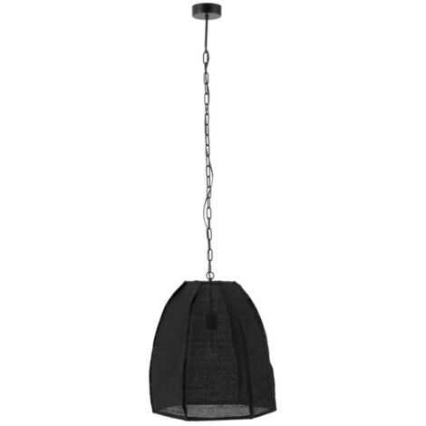 Lampe Suspension en Lin "Poire" 161cm Noir (1/3)