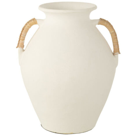 Vase Design "Léo" 43cm Blanc & Naturel (1/2)