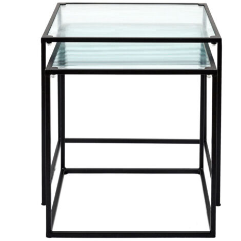 Lot 2 Tables Gigognes Hautes HUHOTE - Noir - Design Sobre Et Pratique Pour Salon, Chambre