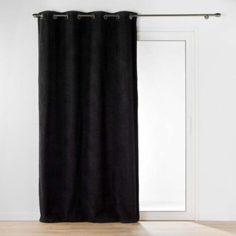Rideau à Œillets Bouclette "Wooly" 140x240cm Noir (1/5)