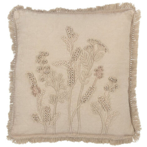 Coussin Brodé Fleurs "Puglia" 52x52cm Beige (1/4)