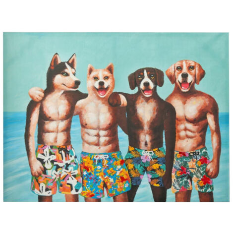 Toile Peinture Déco "Chiens en Short" 90x120cm Multicolore (1/3)