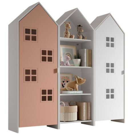 Pack - Étagère & 2 Armoires "Casami Bruges" 171cm Rose & Blanc (1/2)