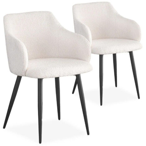 Lot de 2 Chaises Bouclette "Joa" 79cm Crème (1/5)