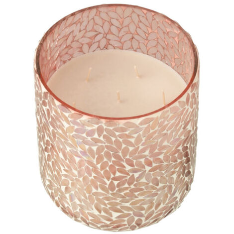 Bougie Parfumée Mosaïque "Cyra" 20cm Tender Rose (1/5)