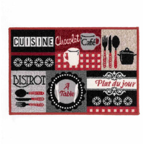 Tapis de Cuisine "Digital Menu" 50x80cm Rouge (1/4)