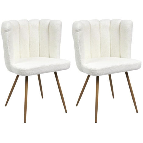 Lot de 2 Chaises Bouclette "Ariel" 82cm Blanc (1/5)