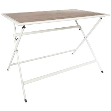 Table de Jardin Pliable "Barcelone" 110cm Blanc & Naturel (1/5)